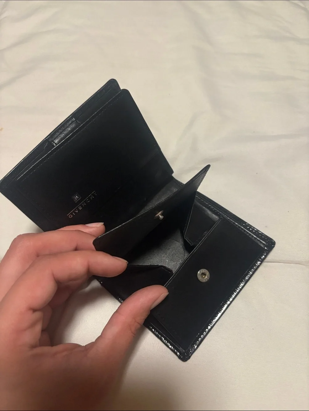 Givenchy Black Leather Bifold Card & Coin Holder
